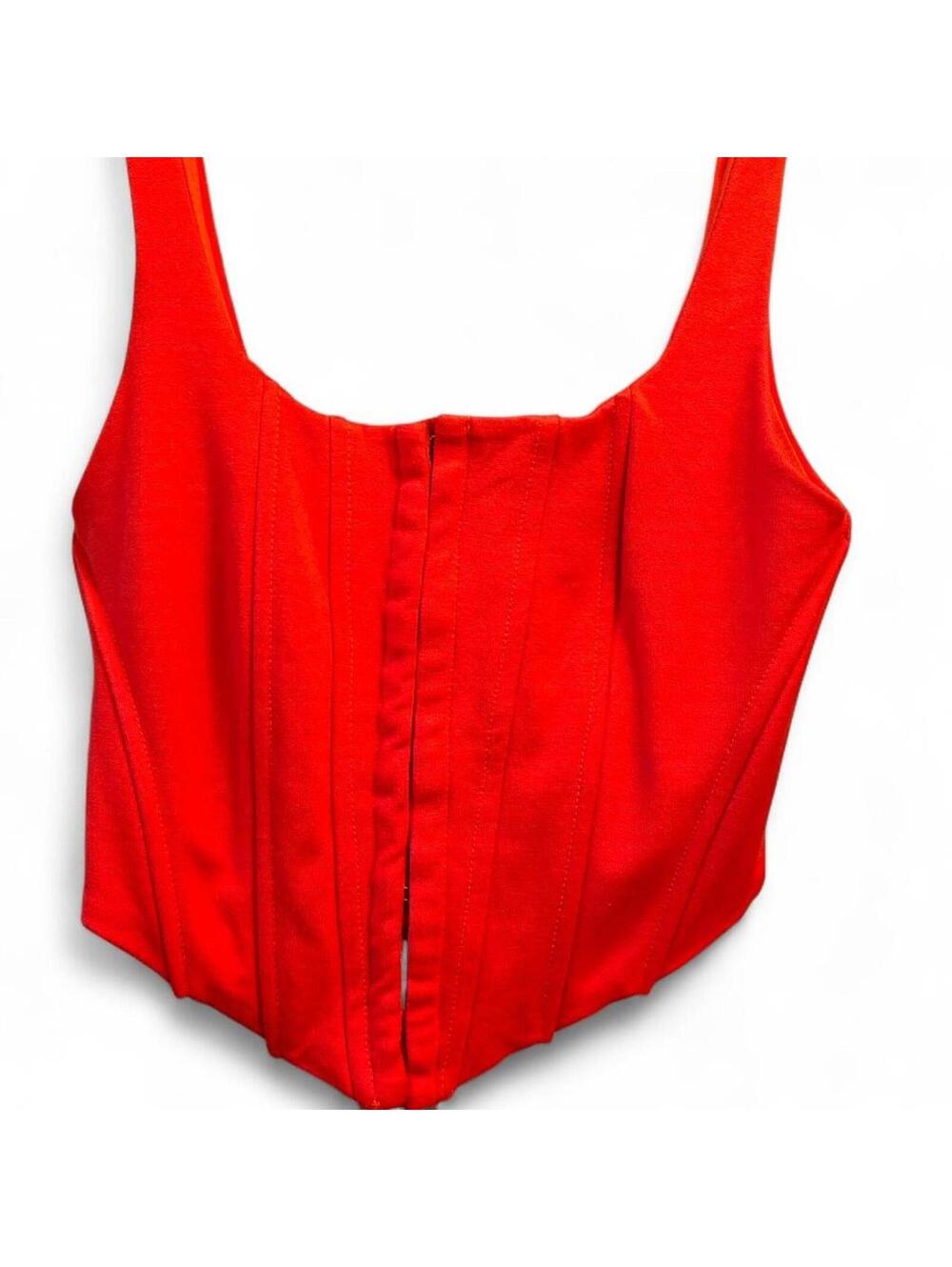 Red corset crop top structured bustier tank